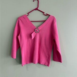 Liz Claiborne Pink V-Neck Sweater